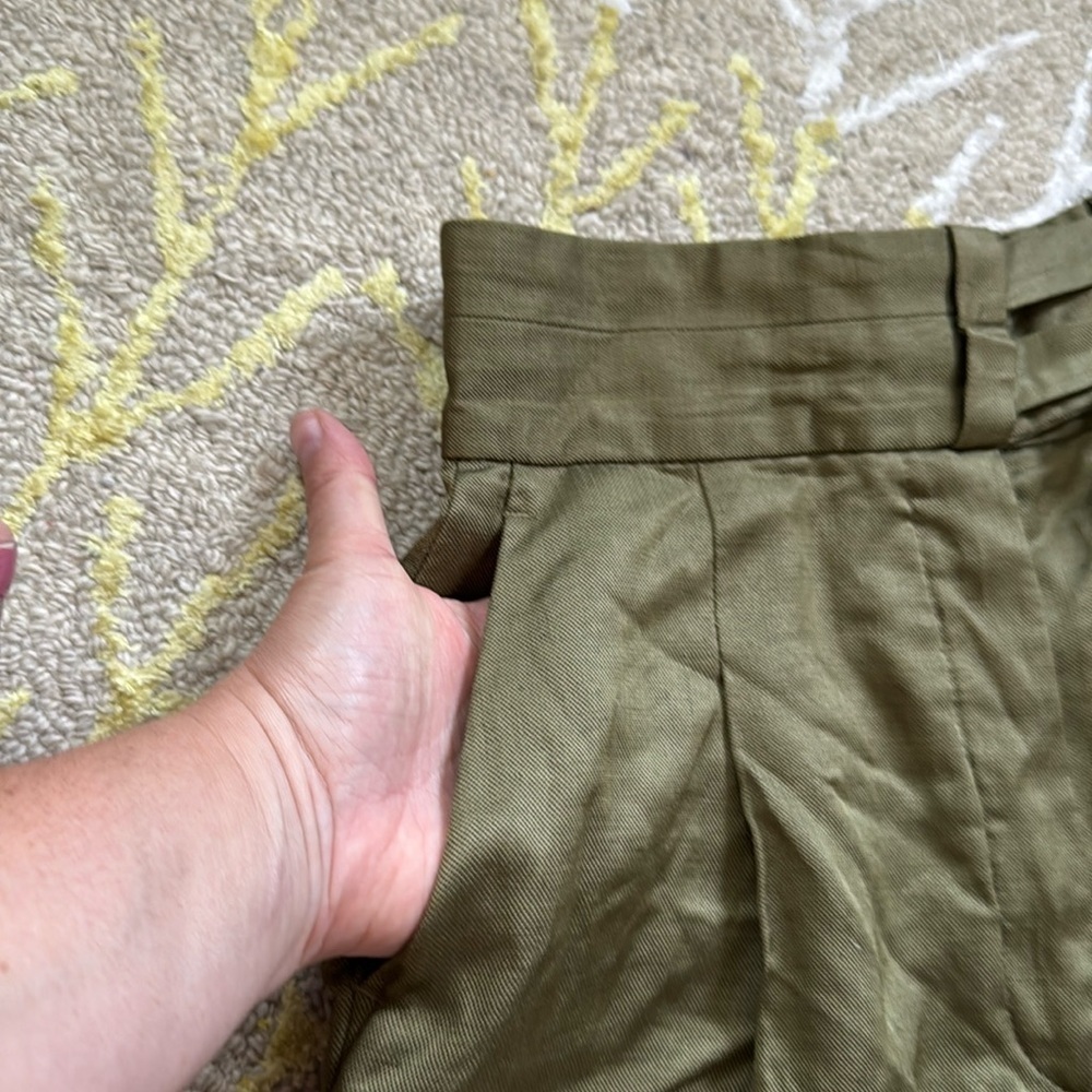 Sandro Paris high waist wide leg pleated olive pants 38 - Picture 7 of 7